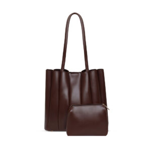 Pleated Tote - Dark Brown (2)